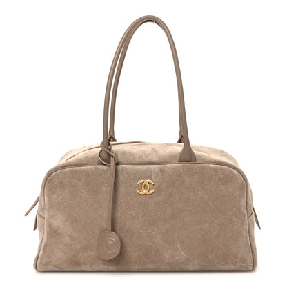 Chanel Suede Calfskin Large Perfect Bowling Bag Grey 1 of 10