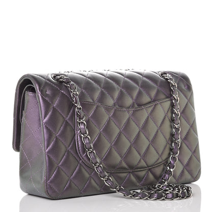 Chanel Iridescent Lambskin Quilted Medium Double Flap Dark Purple 4 of 11