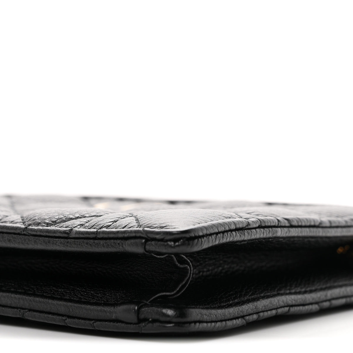 Calfskin Cannage Caro Zipped Pouch With Chain Black