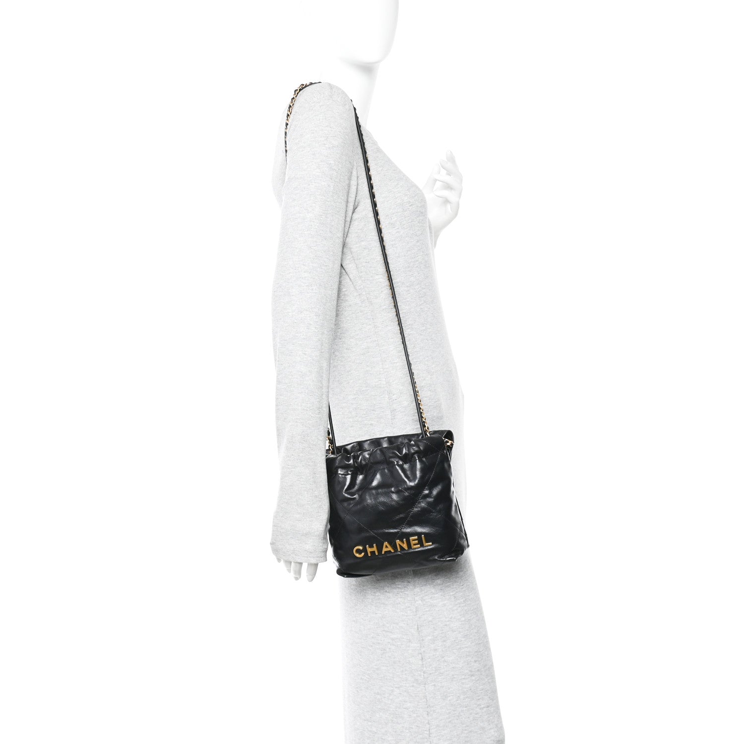 Chanel Shiny Calfskin Quilted Mini Chanel 22 Black 2 of 11