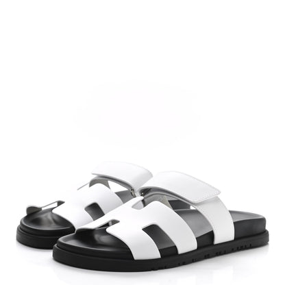 Hermes Calfskin Womens Chypre Sandals 38 White 3 of 9