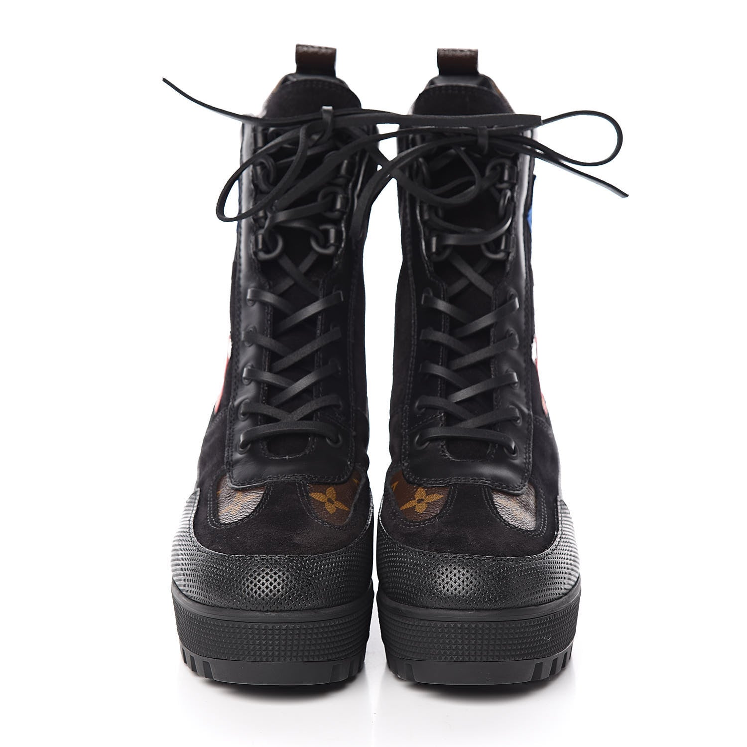 Louis Vuitton Suede Calfskin Monogram LV Black Heart Laureate Platform Desert Boots 37 Black 2 of 8
