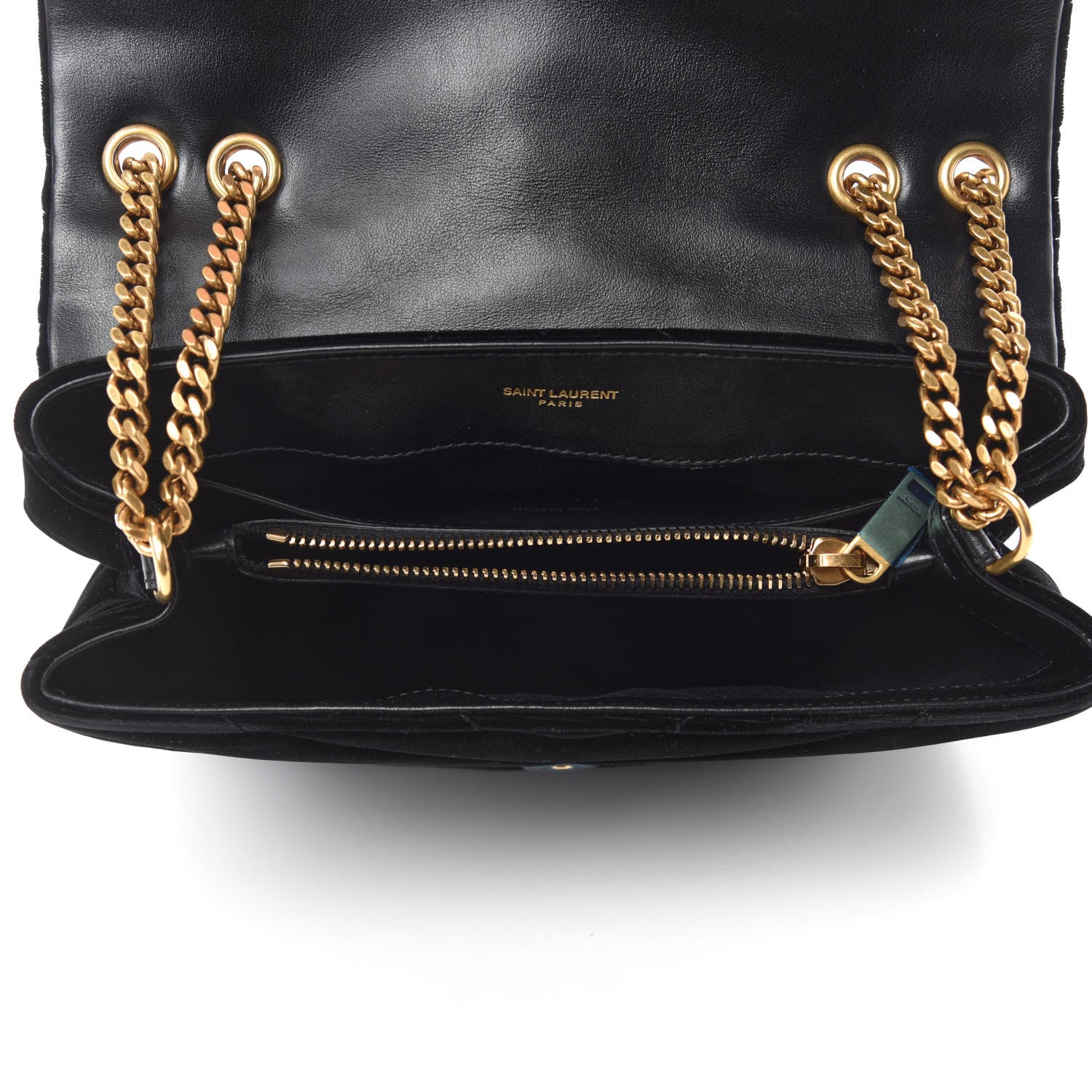 Saint Laurent Velvet Y Quilted Monogram Small Loulou Chain Satchel Black 5 of 11