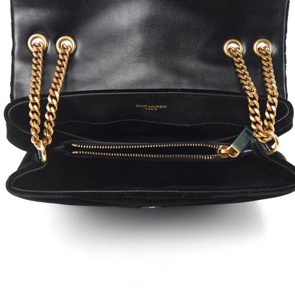 Saint Laurent Velvet Y Quilted Monogram Small Loulou Chain Satchel Black 5 of 11