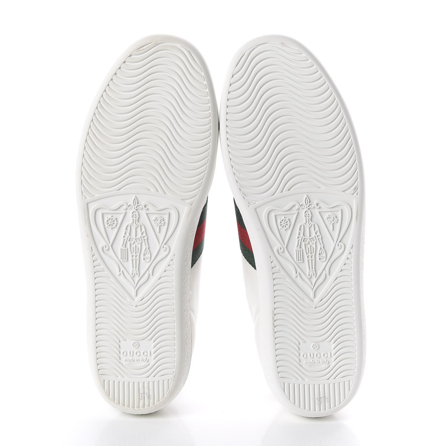 Gucci Calfskin Ayers Bee Embroidered Womens Ace Sneakers 37.5 White Green 5 of 10