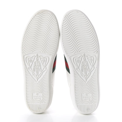 Gucci Calfskin Ayers Bee Embroidered Womens Ace Sneakers 37.5 White Green 5 of 10