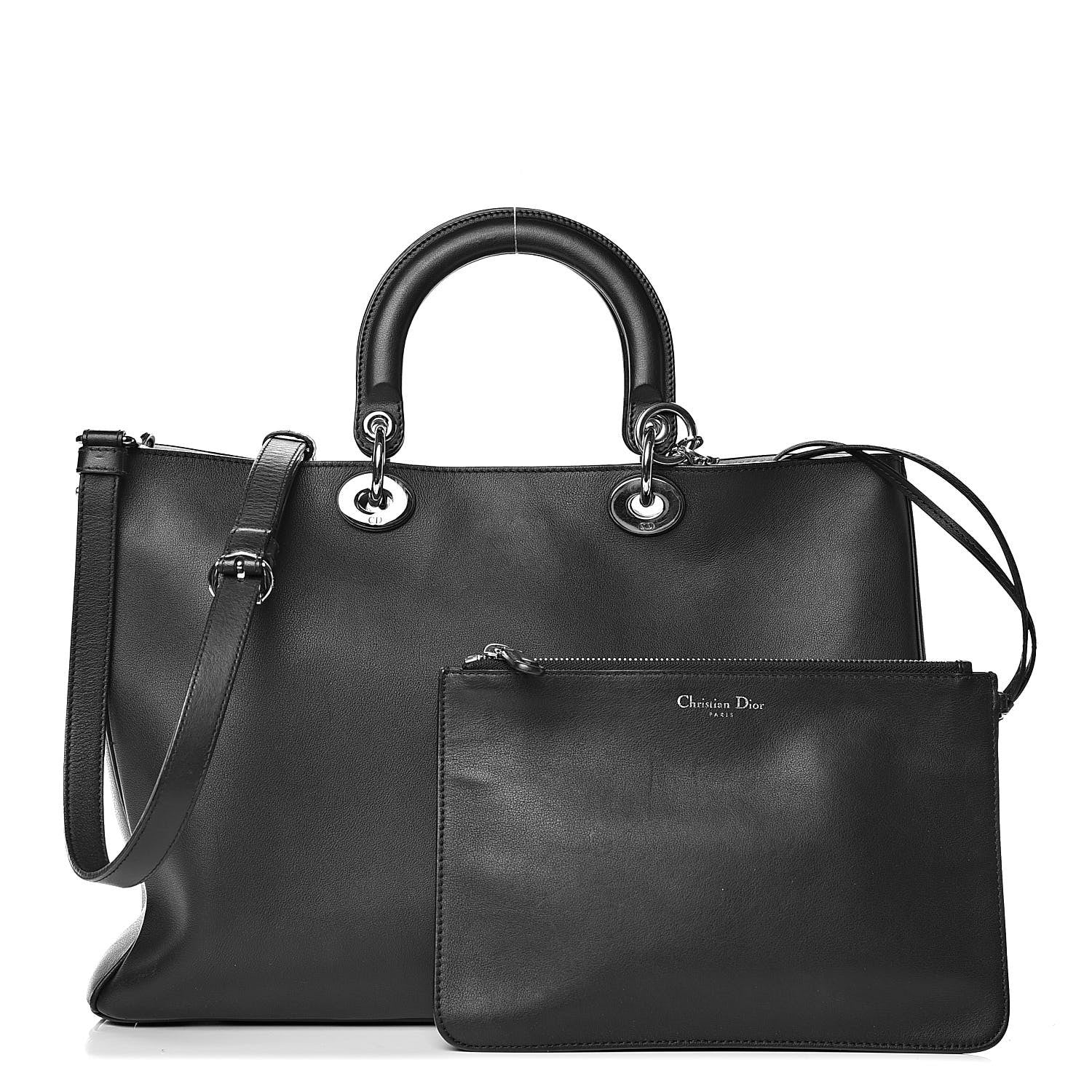 Christian Dior Smooth Calfskin Large Diorissimo Tote Black Rose Poudre 3 of 21
