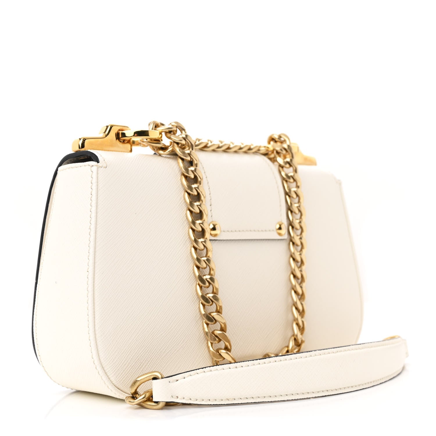 Prada Saffiano Lux Sidonie Small Chain Crossbody Bag White 3 of 10