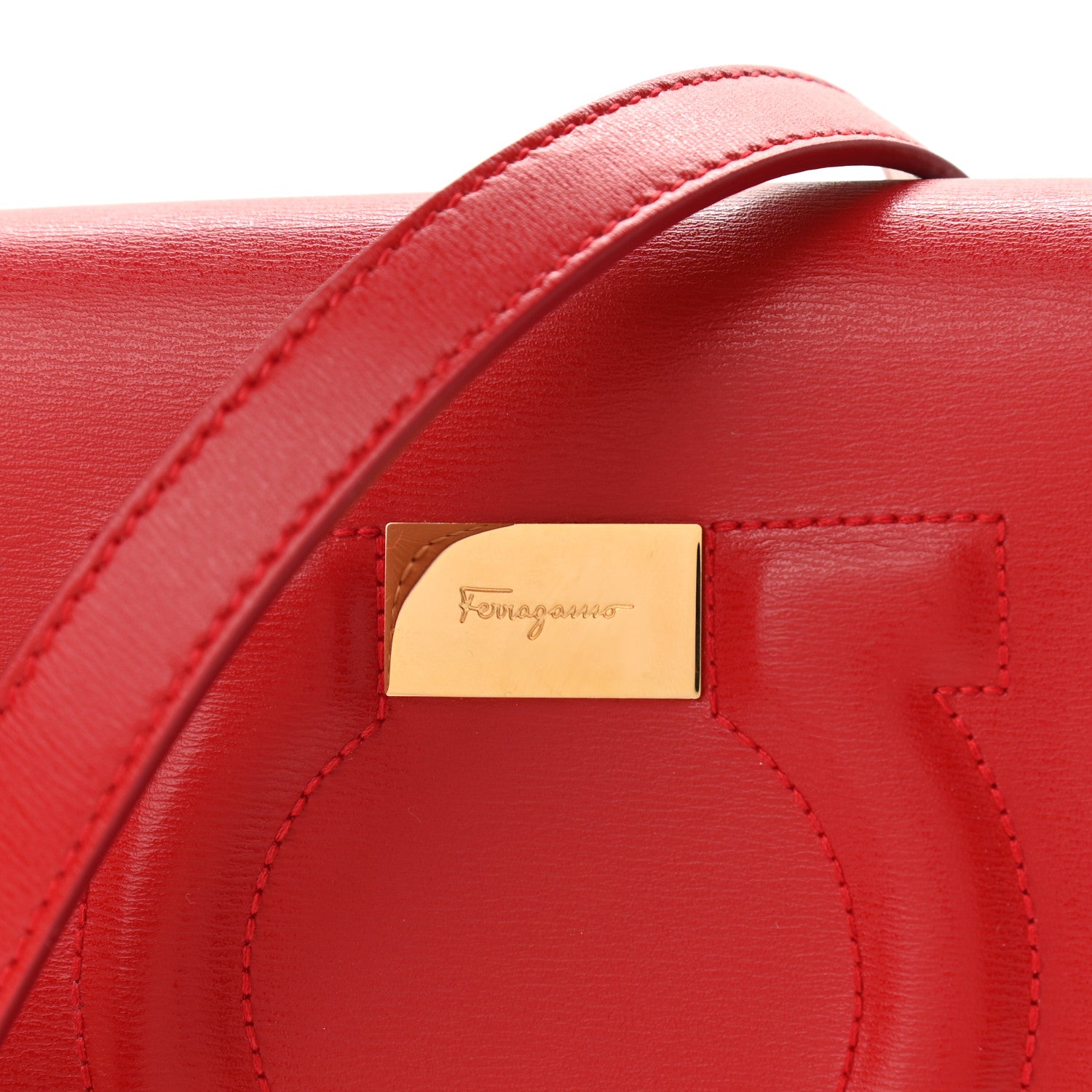 Salvatore Ferragamo Calfskin Gancio City Saddle Bag Red 7 of 9