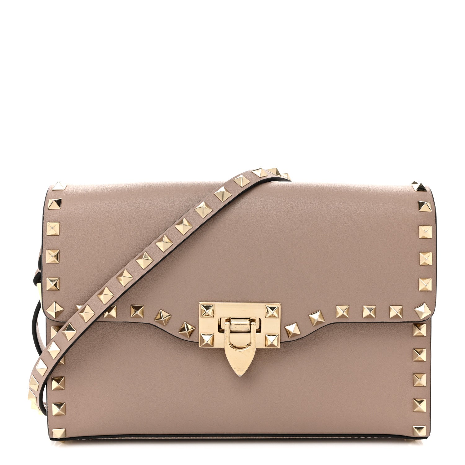 Valentino Garavani Vitello Medium Rockstud Flip Lock Crossbody Bag Poudre 1 of 9
