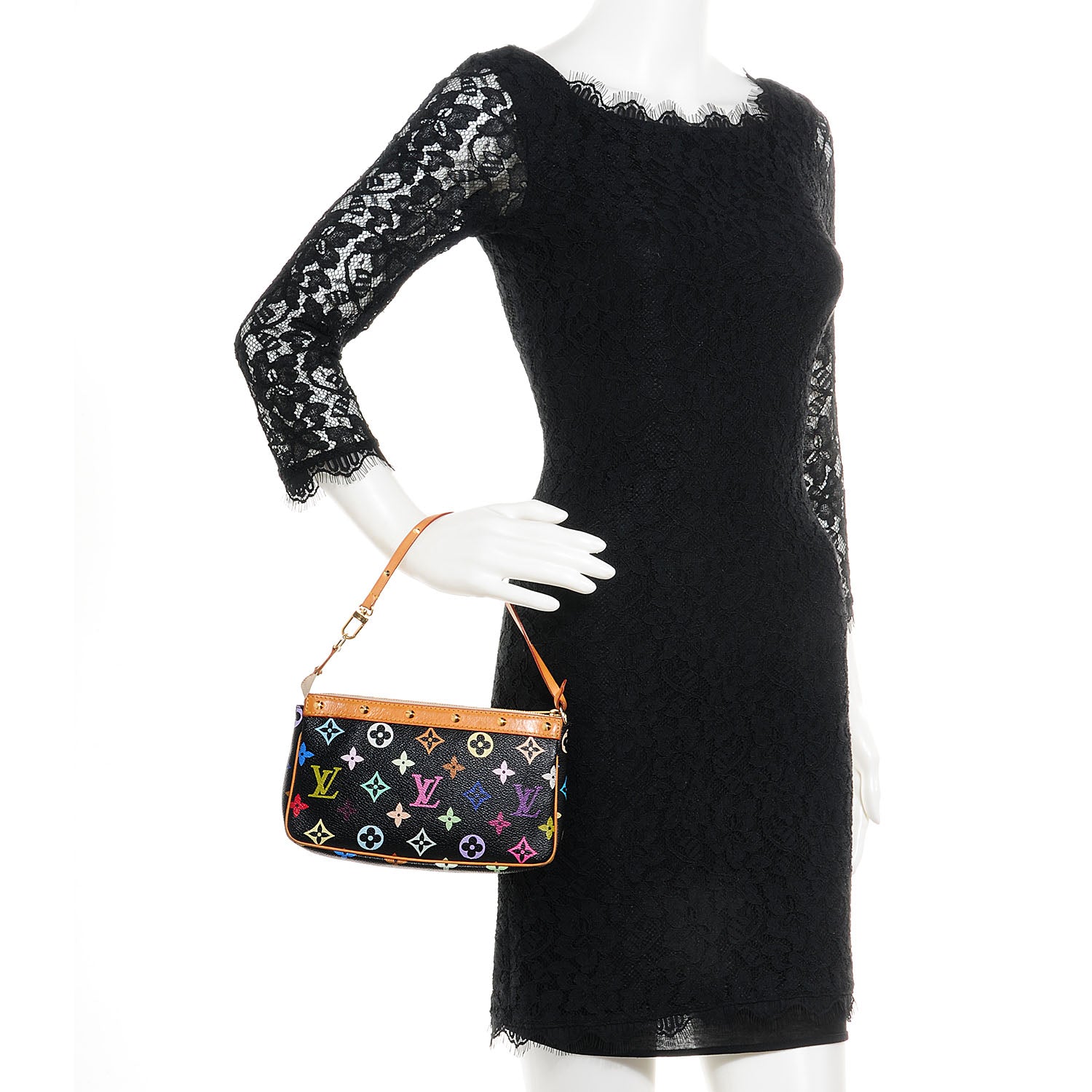 Louis Vuitton Monogram Multicolor Pochette Accessories Black 2 of 7