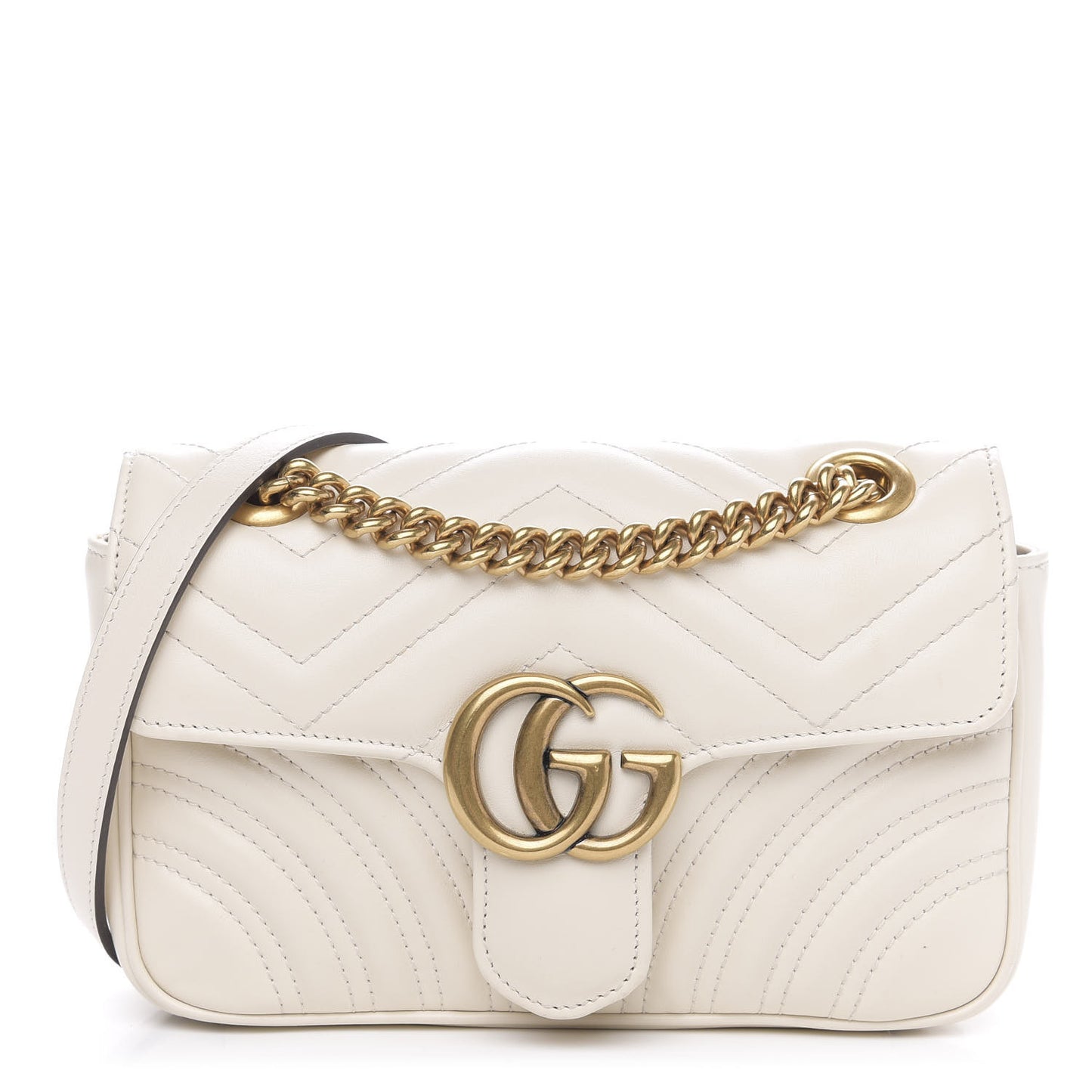 Calfskin Matelasse Mini GG Marmont Shoulder Bag White