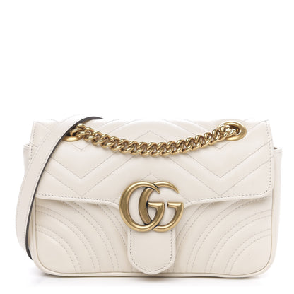 Gucci Calfskin Matelasse Mini GG Marmont Shoulder Bag White 1 of 10