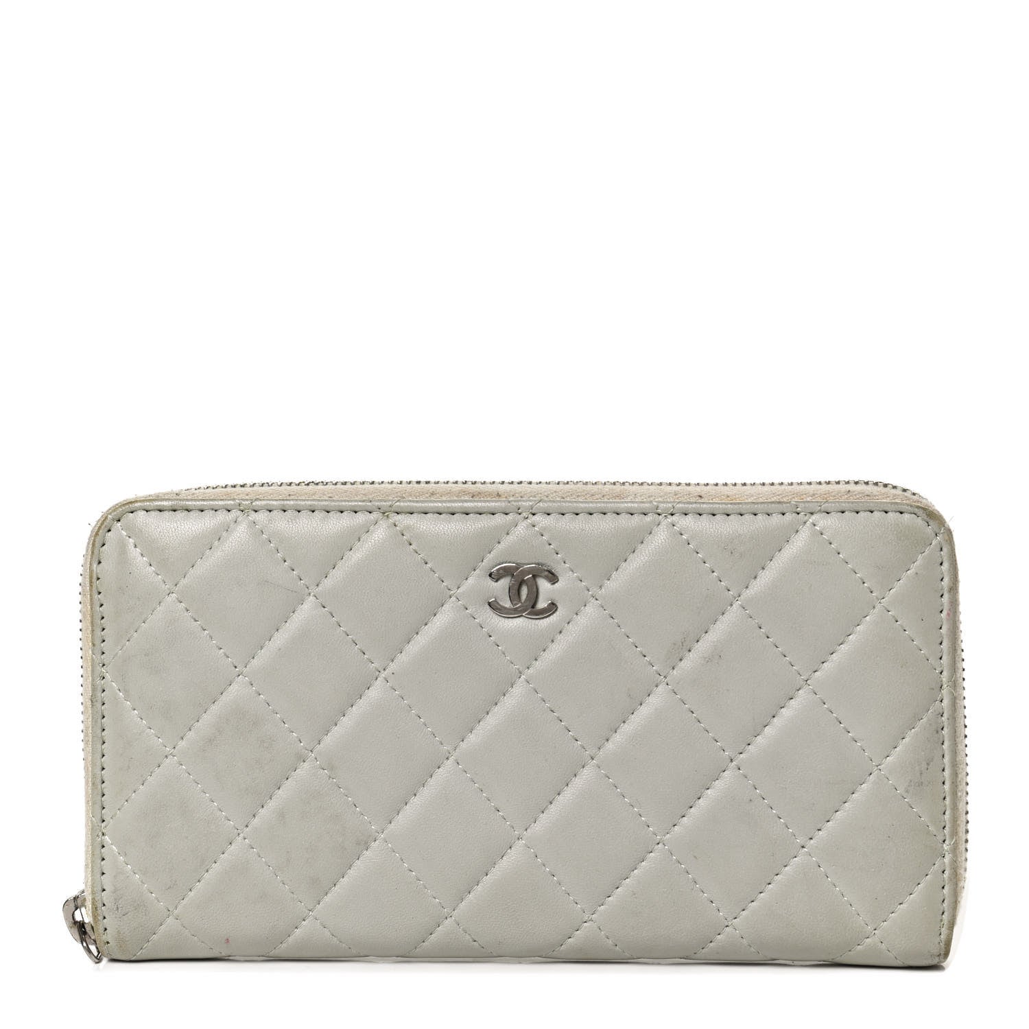 Chanel Lambskin Quilted Large Gusset Zip Around Wallet Light Green 1 of 12