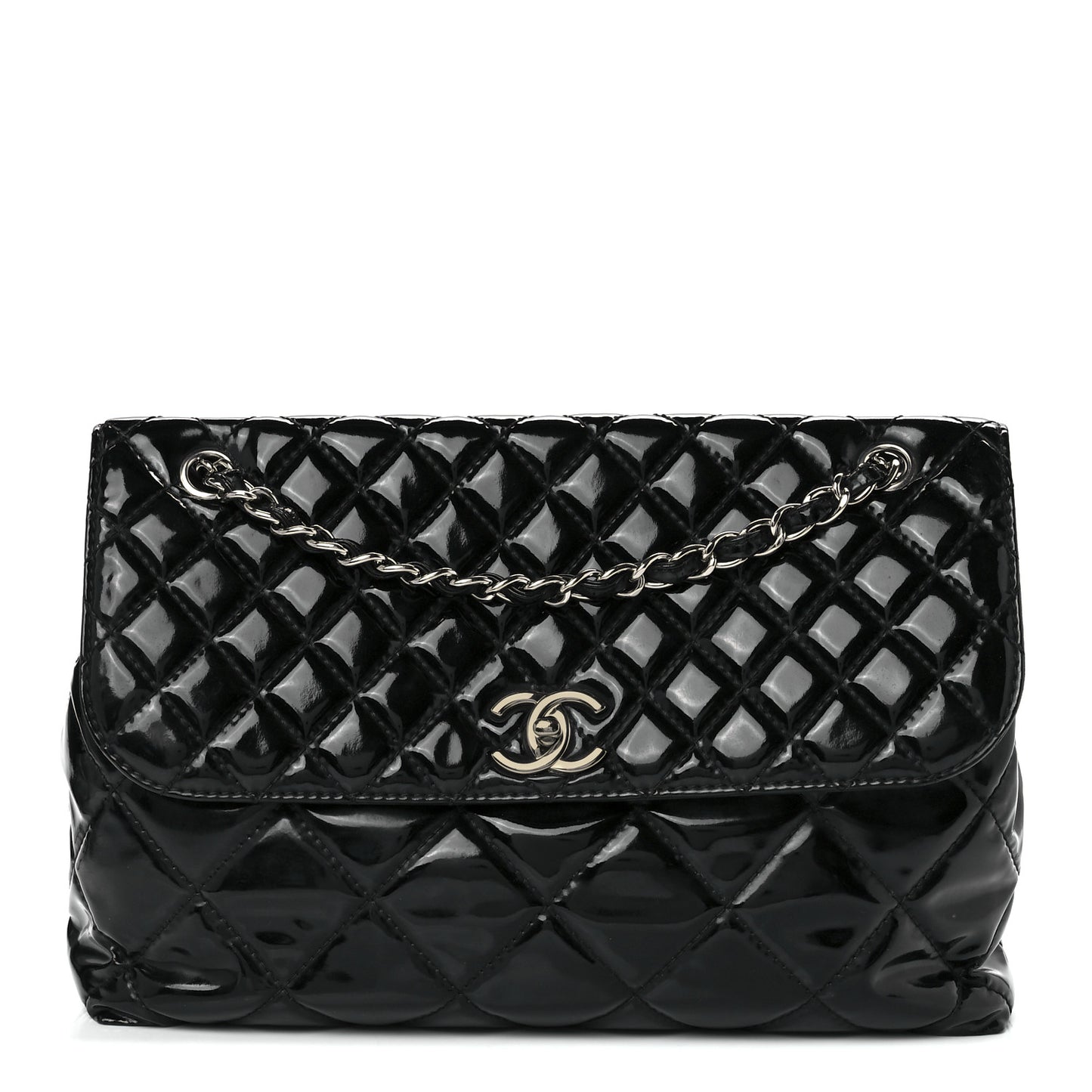 Vinyl Quilted In The Business Flap Bag Black