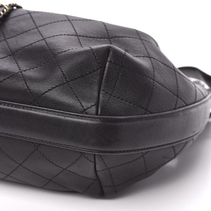 Chanel Calfskin Stitched Small Paris Rome Drawstring CC Bag Black 9 of 10