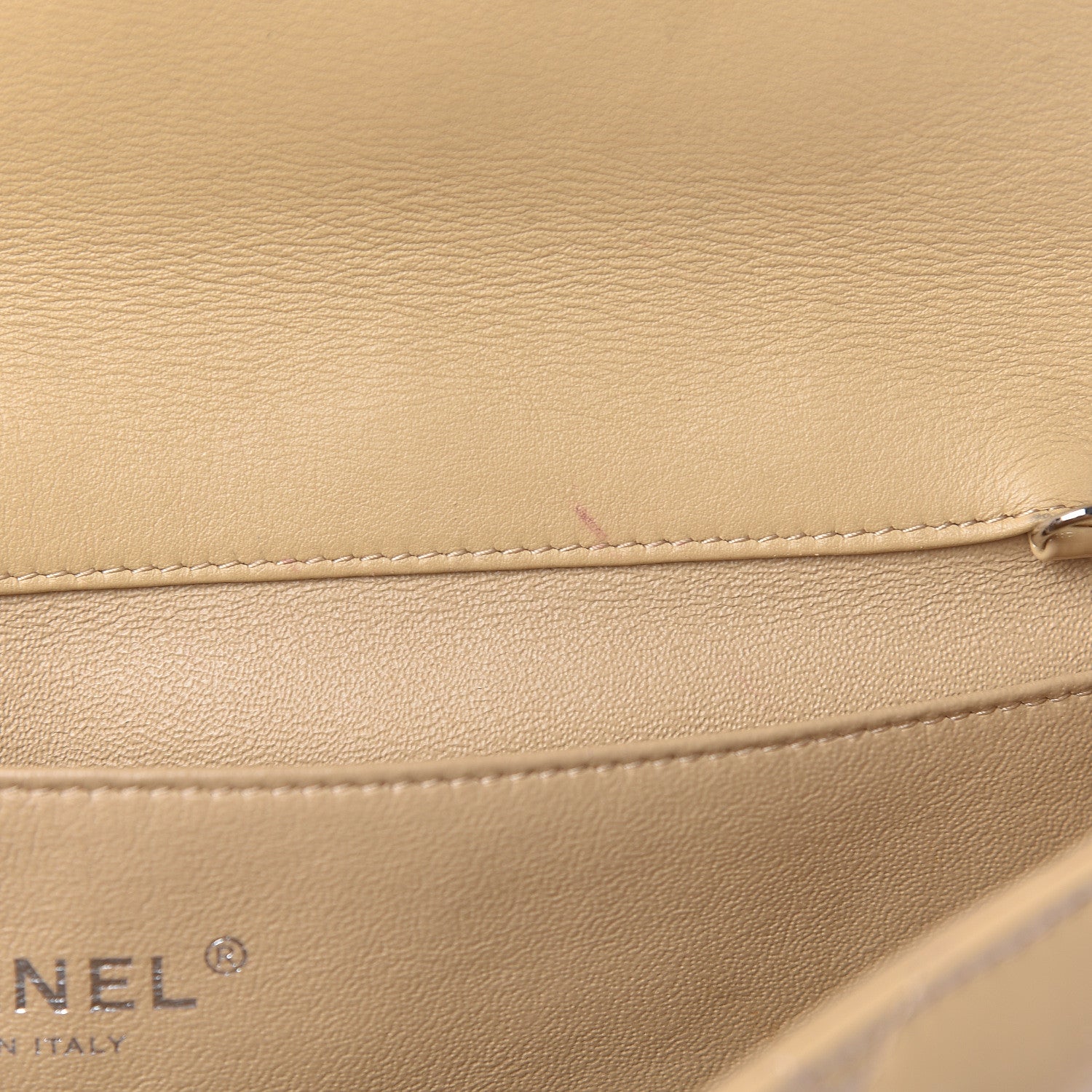 Chanel Patent Quilted Clutch with Chain Flap Beige 12 of 14