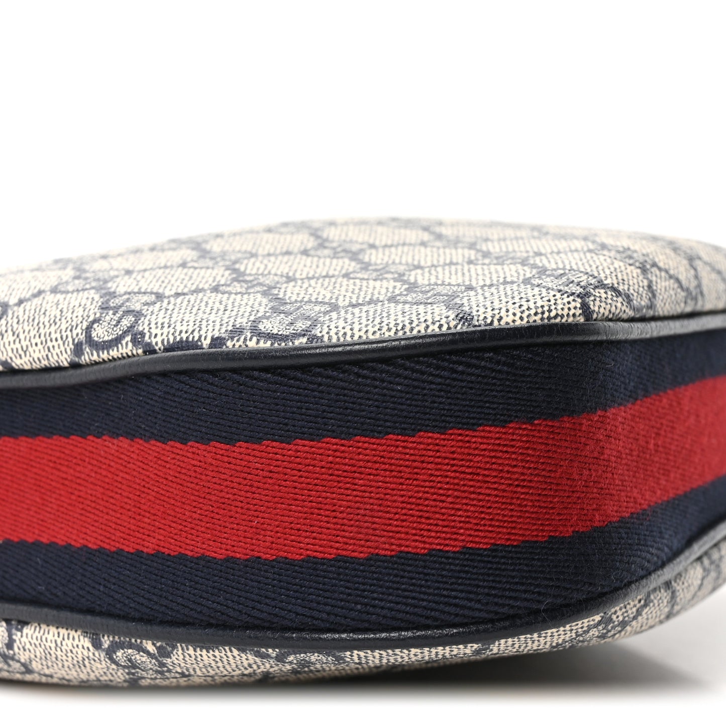GG Supreme Monogram Textured Calfskin Web Small Attache Shoulder Bag Beige Blue