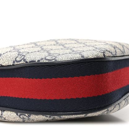 Gucci GG Supreme Monogram Textured Calfskin Web Small Attache Shoulder Bag Beige Blue 9 of 10