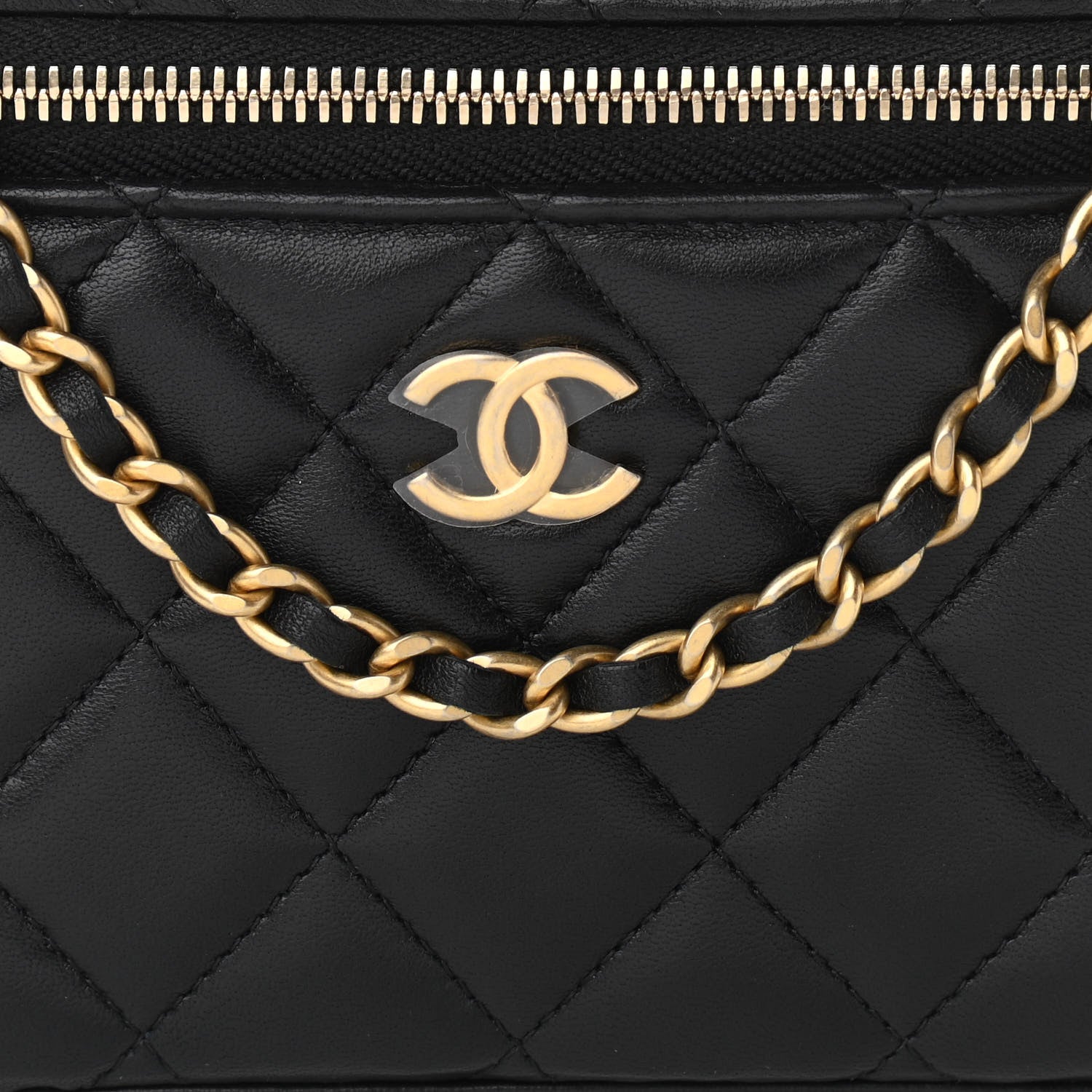 Chanel Lambskin Quilted Small Top Handle Vanity Case With Chain Black 8 of 11