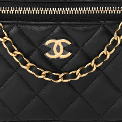 Chanel Lambskin Quilted Small Top Handle Vanity Case With Chain Black 8 of 11