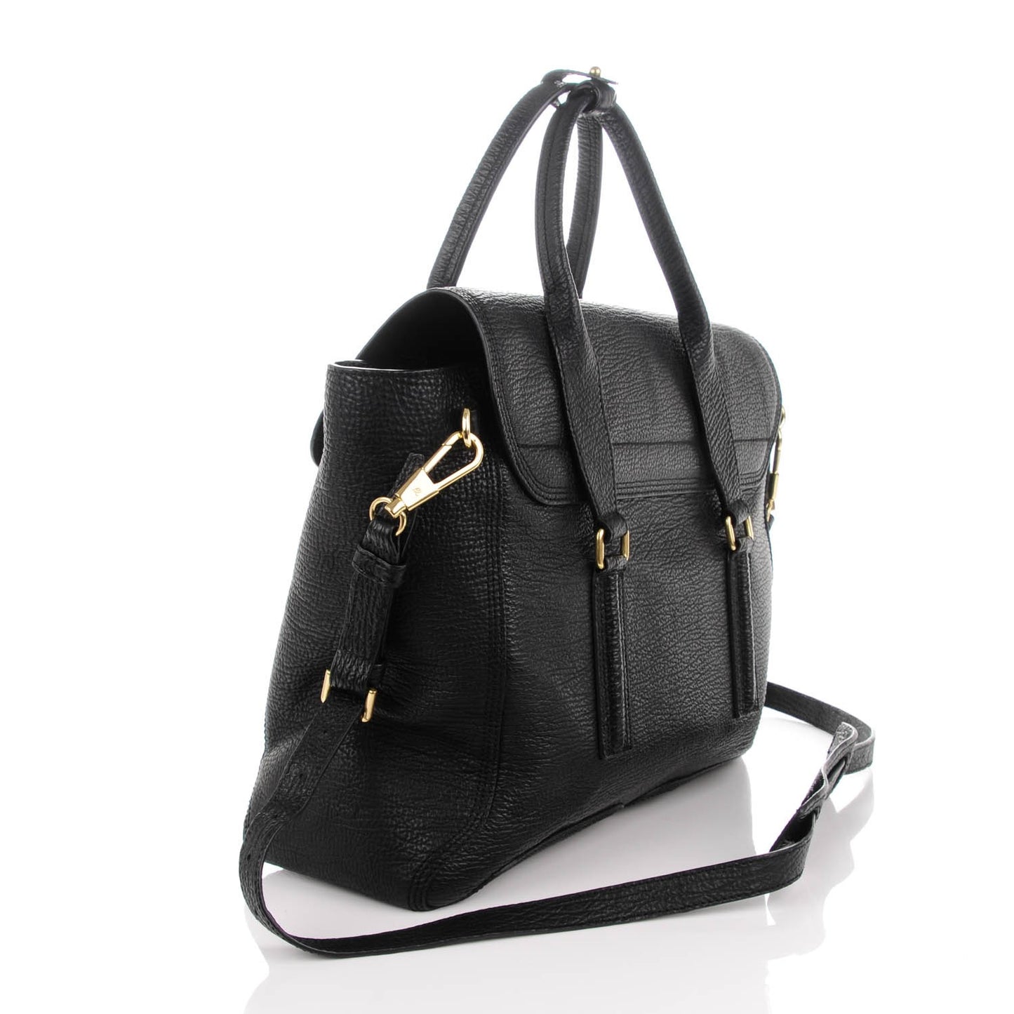 3.1 Textured Calfskin Large Pashli Satchel Black