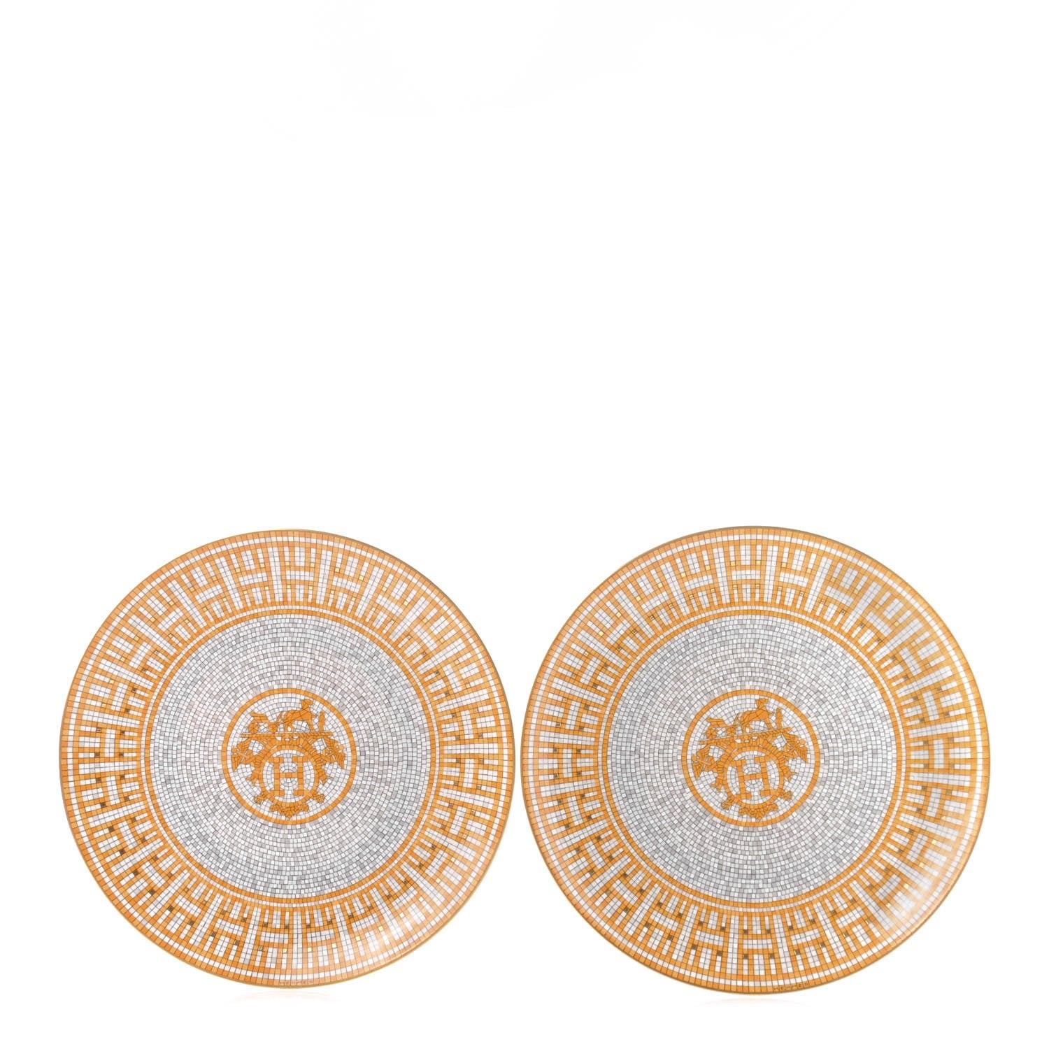 Hermes Porcelain Mosaique au 24 Dessert Plate Set of 2 1 of 9