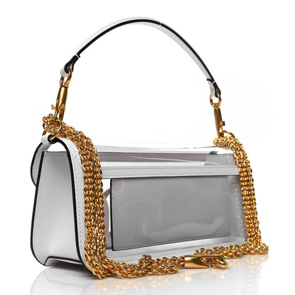 Valentino Garavani PVC Nappa Vlogo Loco Shoulder Bag Trasparente Optic White 3 of 9