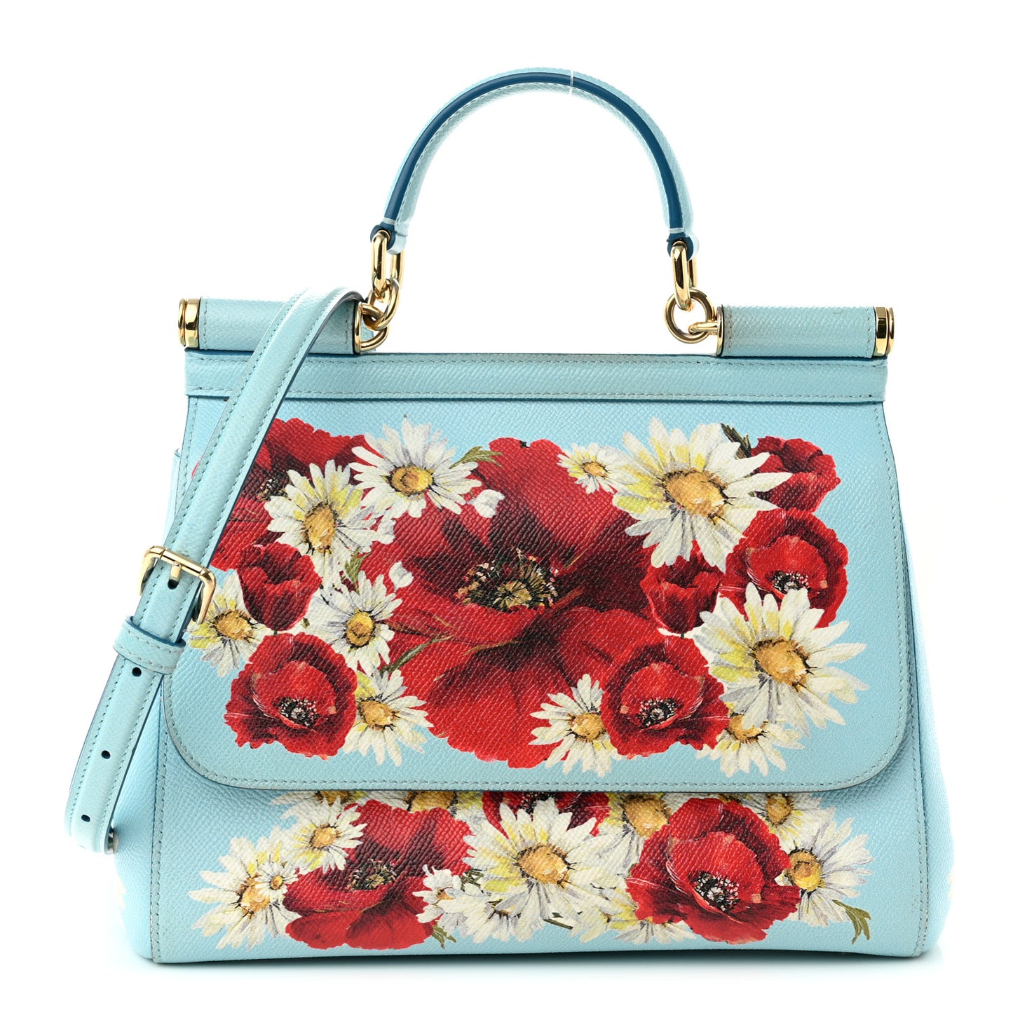 Dauphine St.Giap Papaveri Print Medium Miss Sicily Satchel Celeste