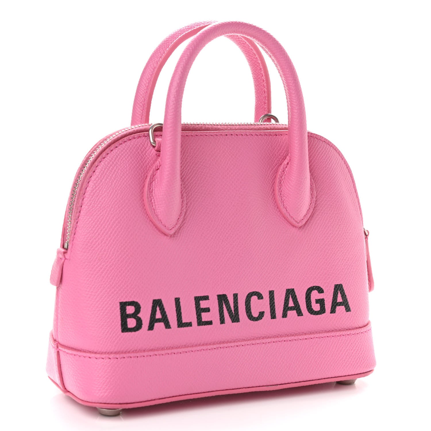 Balenciaga Signature Grained Calfskin Logo XXS Ville Top Handle Bag Rose Bubblegum Black 3 of 11