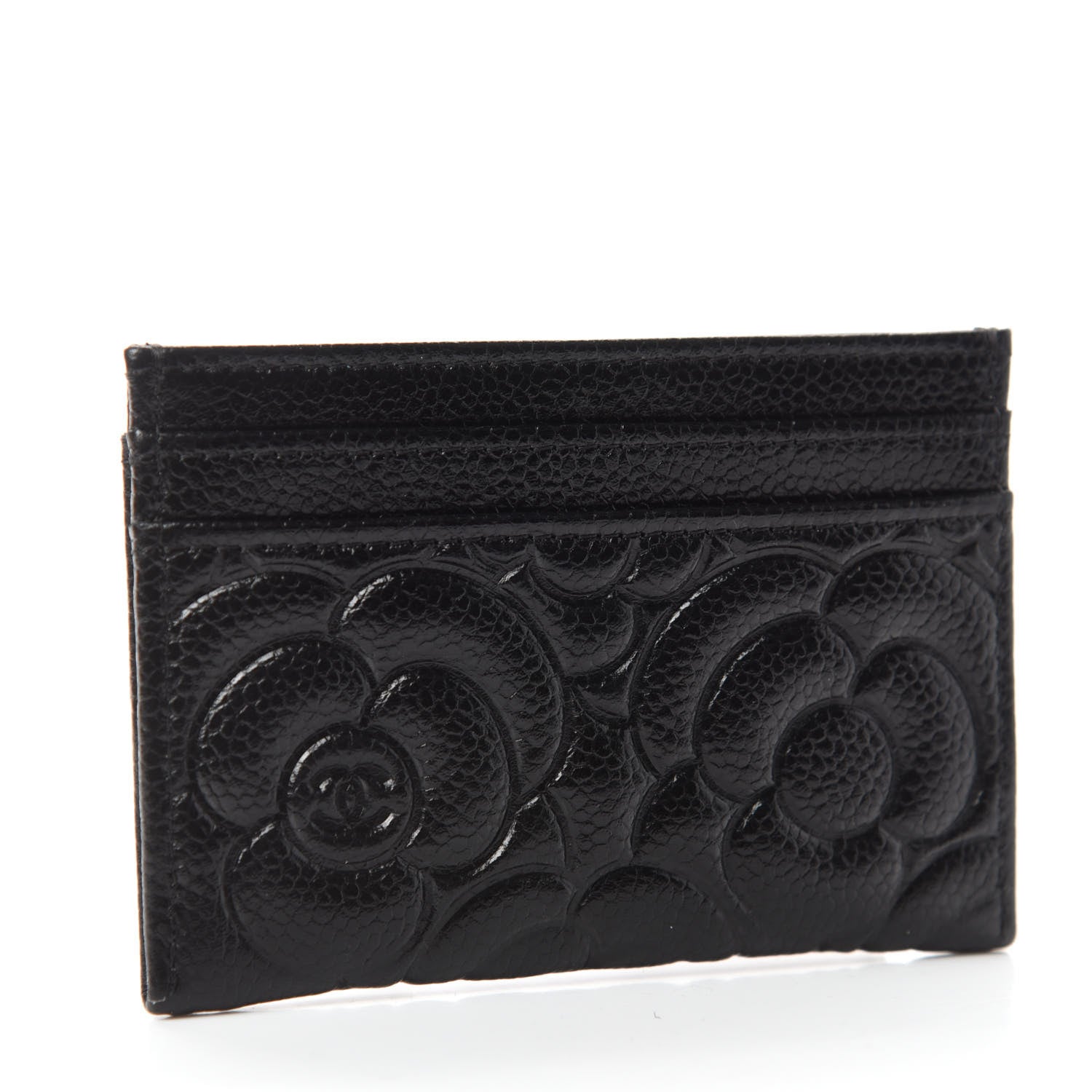 Chanel Caviar Camellia Embossed Card Holder Black 3 of 9