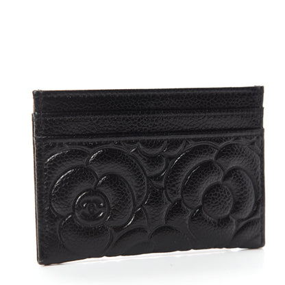 Chanel Caviar Camellia Embossed Card Holder Black 3 of 9