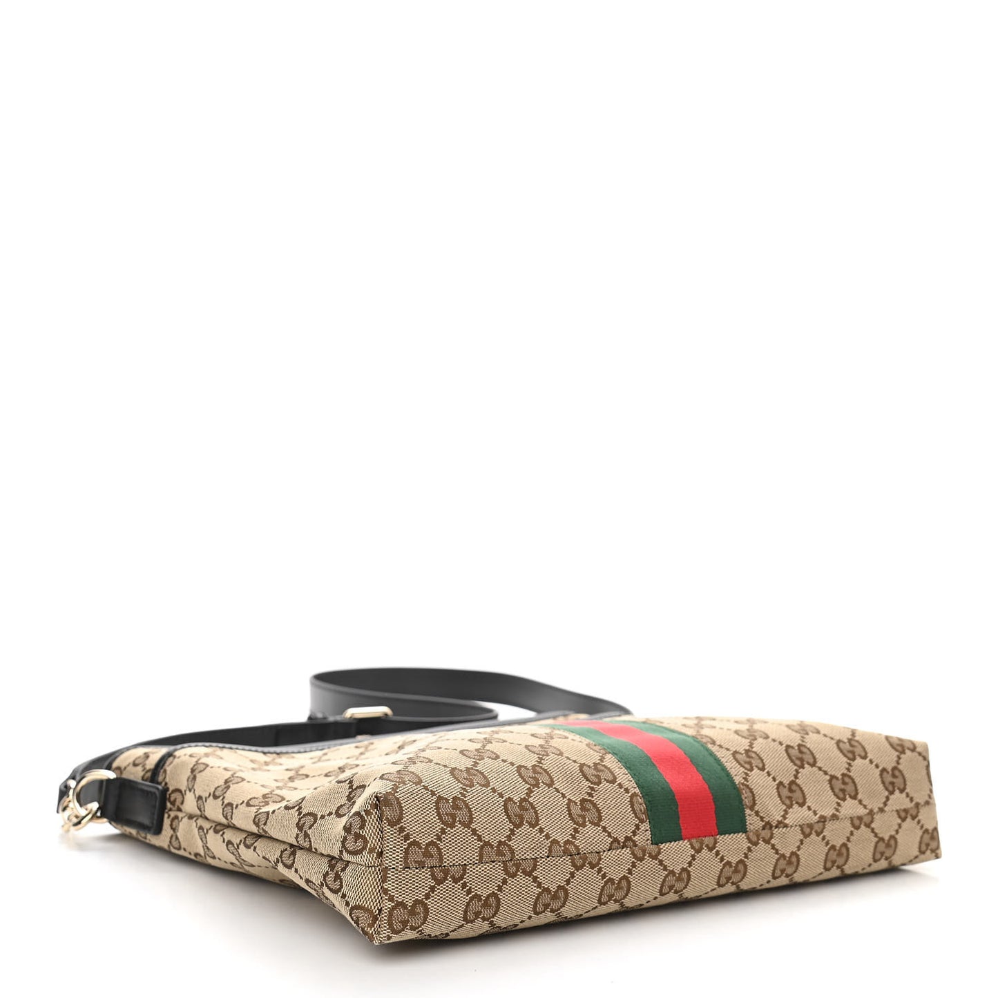 GG Monogram Web Flat Messenger Bag Black