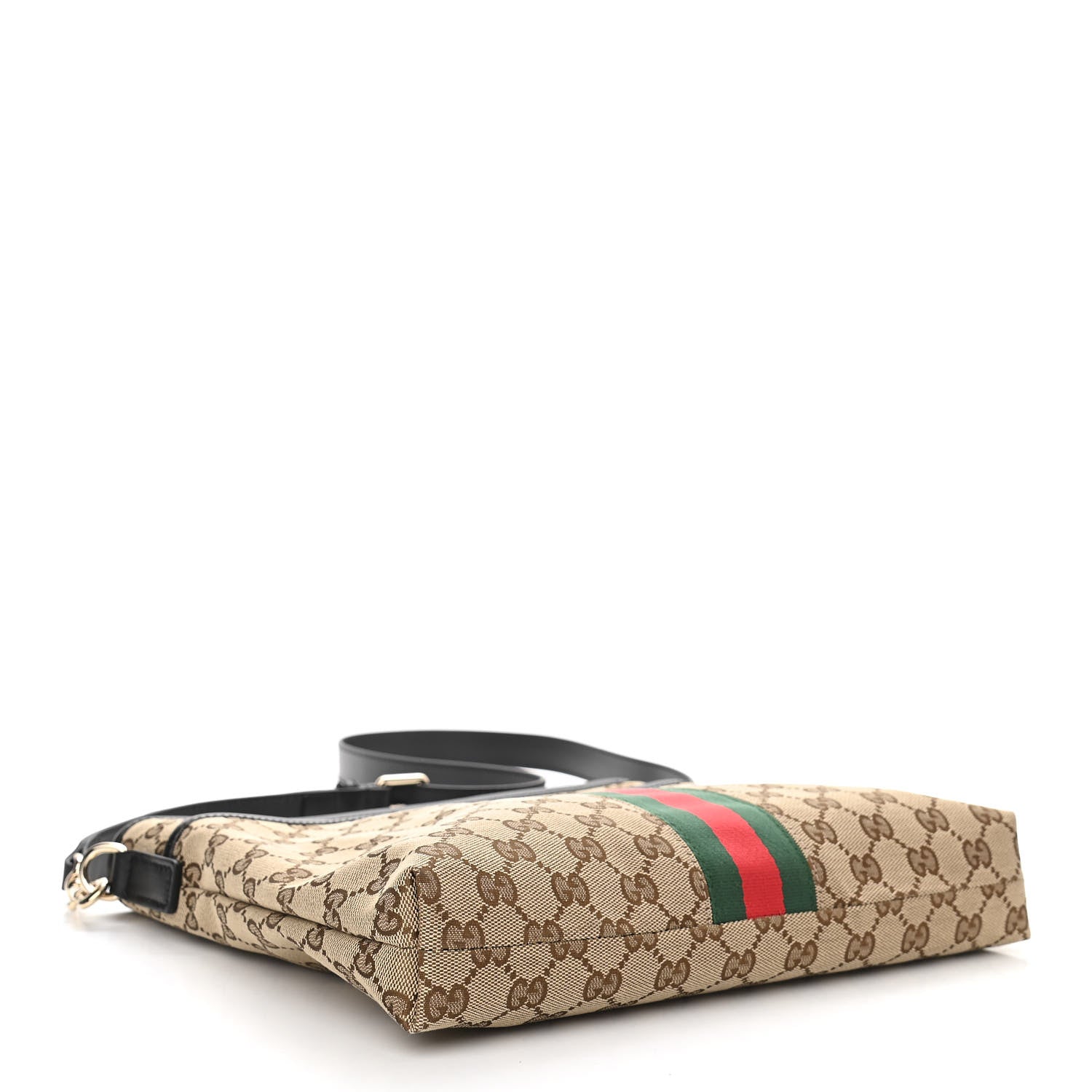 Gucci GG Monogram Web Flat Messenger Bag Black 5 of 11