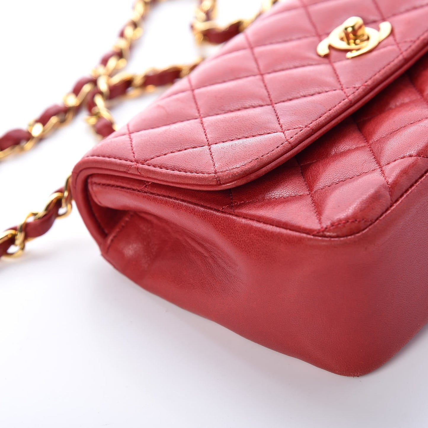 Lambskin Quilted Mini Flap Red