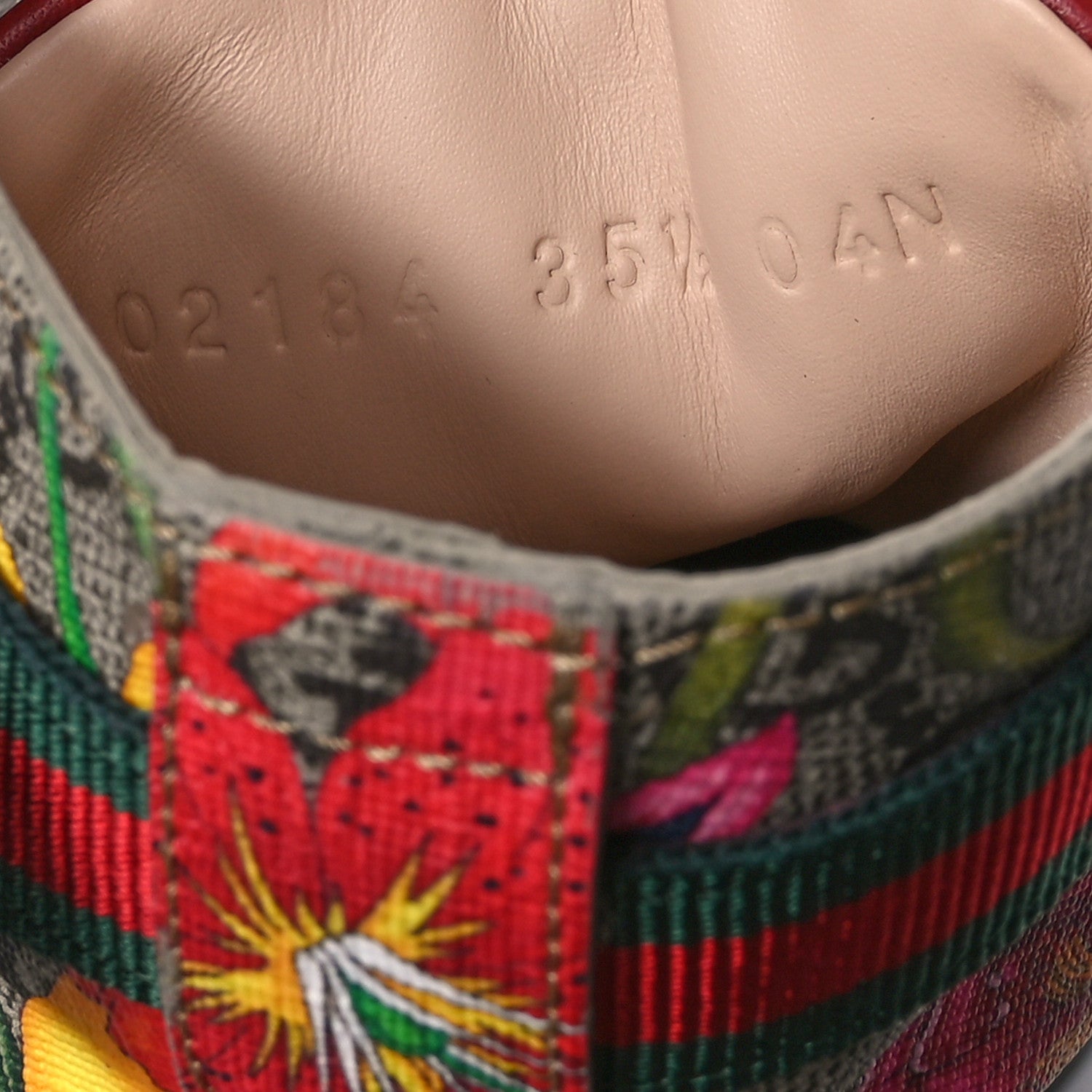 Gucci GG Supreme Monogram Flora Lace Up Combat Ankle Boots 35.5 Beige Multicolor Red 8 of 10