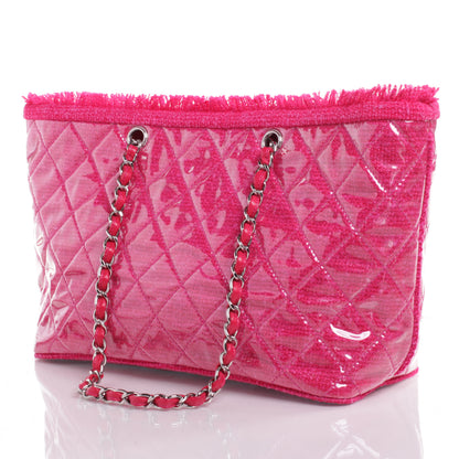 Chanel Vinyl Quilted Funny Tweed Tote Fuchsia 4 of 10