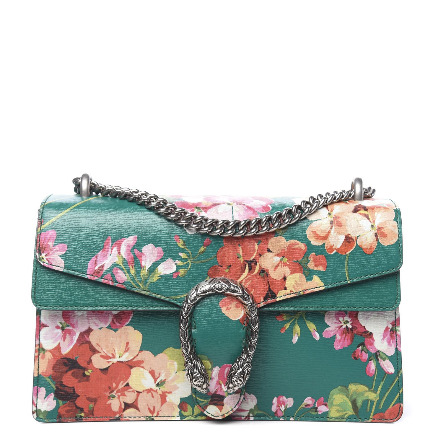 Gucci Calfskin Blooms Print Small Dionysus Shoulder Bag Bright Emerald Multicolor 1 of 10