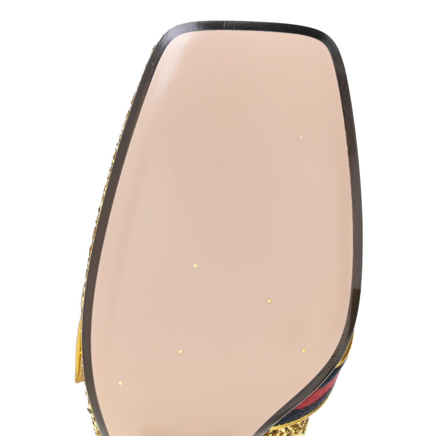 Glitter Nappa Web Peyton 75mm Loafer Pumps 37.5 Oro Vecchio