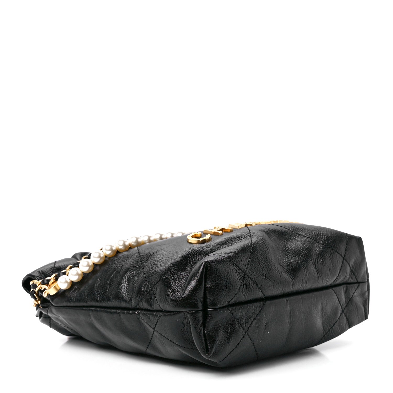 Chanel Shiny Crumpled Calfskin Quilted Pearl Mini Chanel 22 Black 4 of 12