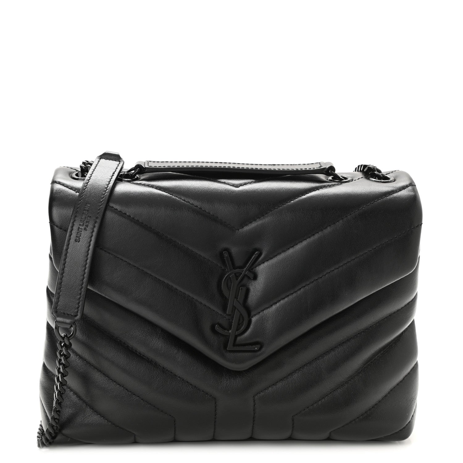 Saint Laurent Calfskin Y Quilted Monogram Monochrome Small Loulou Chain Satchel Black 1 of 10