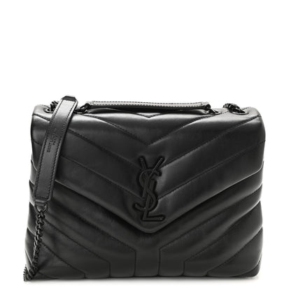 Saint Laurent Calfskin Y Quilted Monogram Monochrome Small Loulou Chain Satchel Black 1 of 10