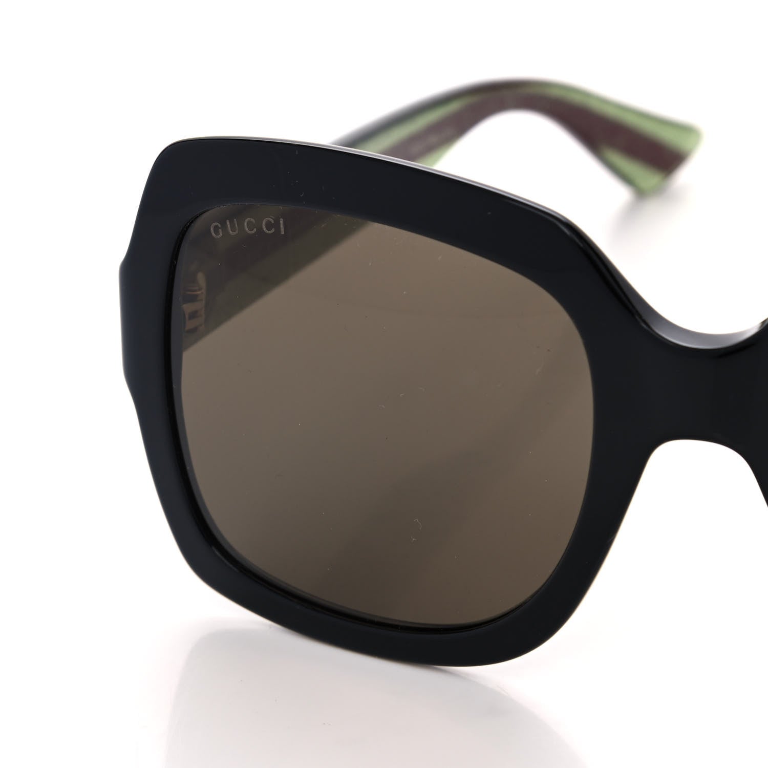 Gucci Acetate Square Frame Web Glitter Sunglasses GG0036S Black Green 7 of 8