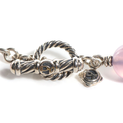David Yurman Sterling Silver Lavender Chalcendoy Bead Chain Necklace 4 of 6