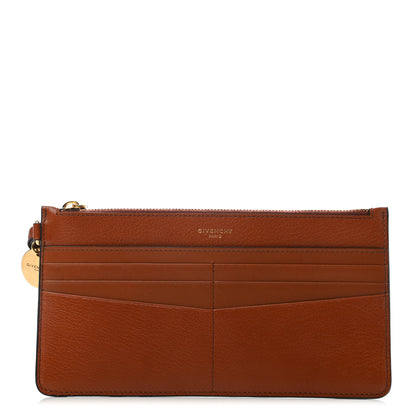 Givenchy Goatskin GV3 Wristlet Zip Card Holder Chestnut 1 of 7