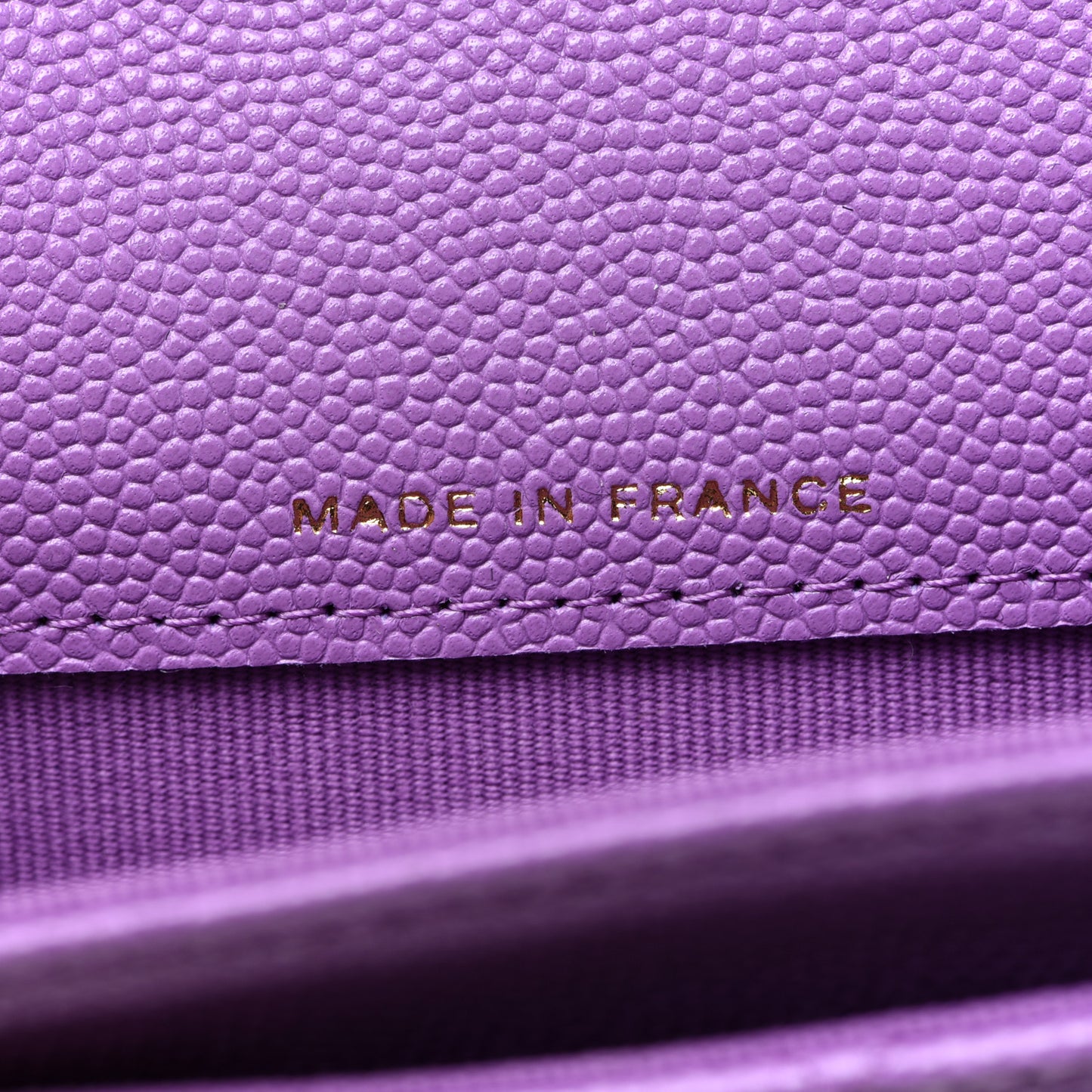 Caviar Quilted Flap Card Holder Wallet Purple