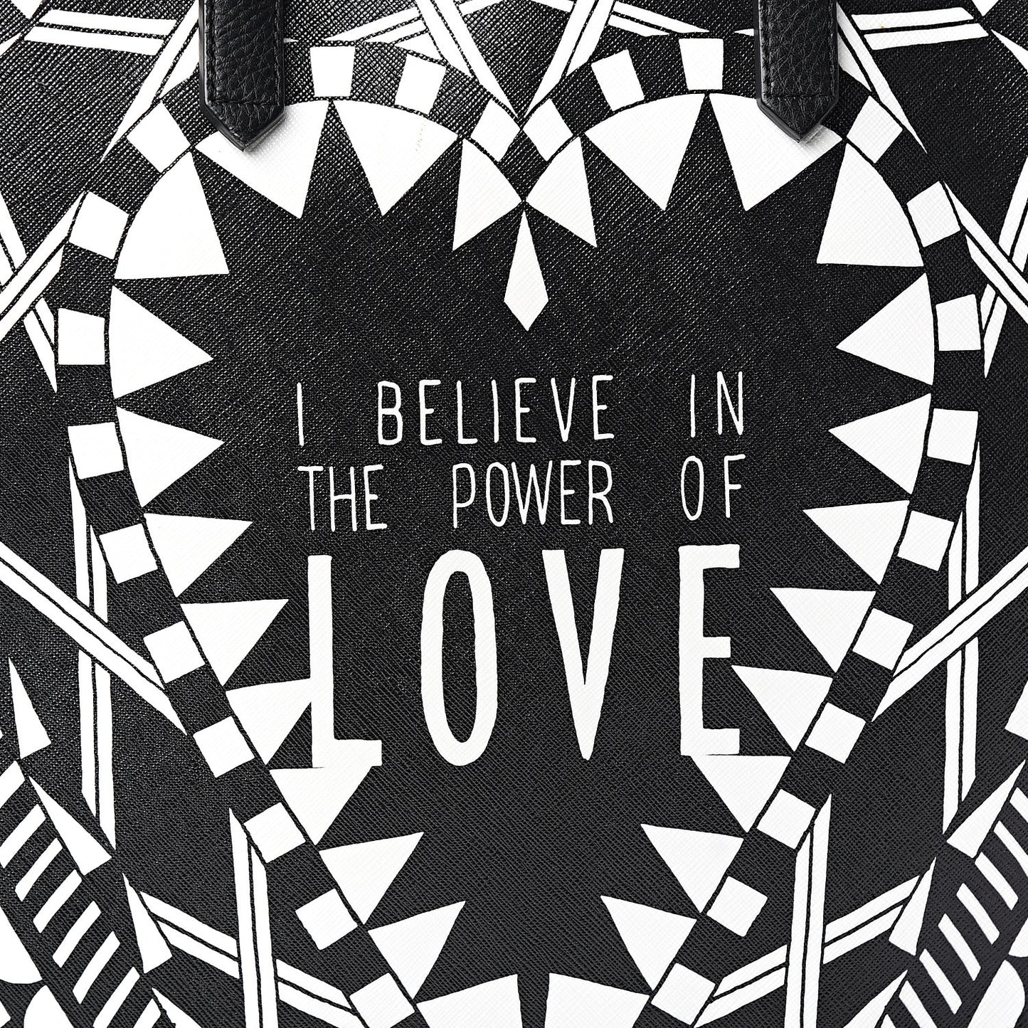 Calfskin Power of Love Print Tote Black