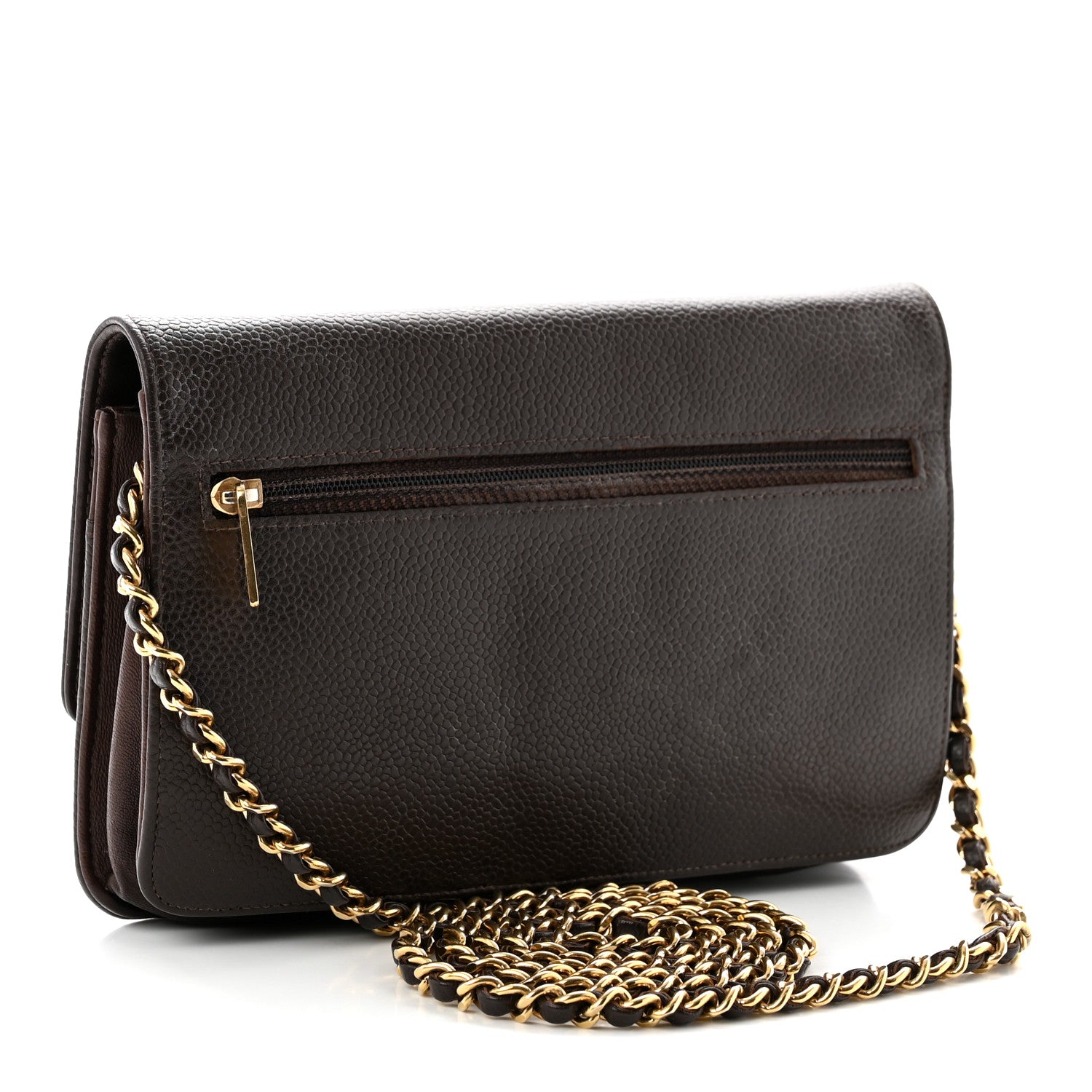 Chanel Caviar Timeless CC Wallet On Chain WOC Dark Brown 3 of 14