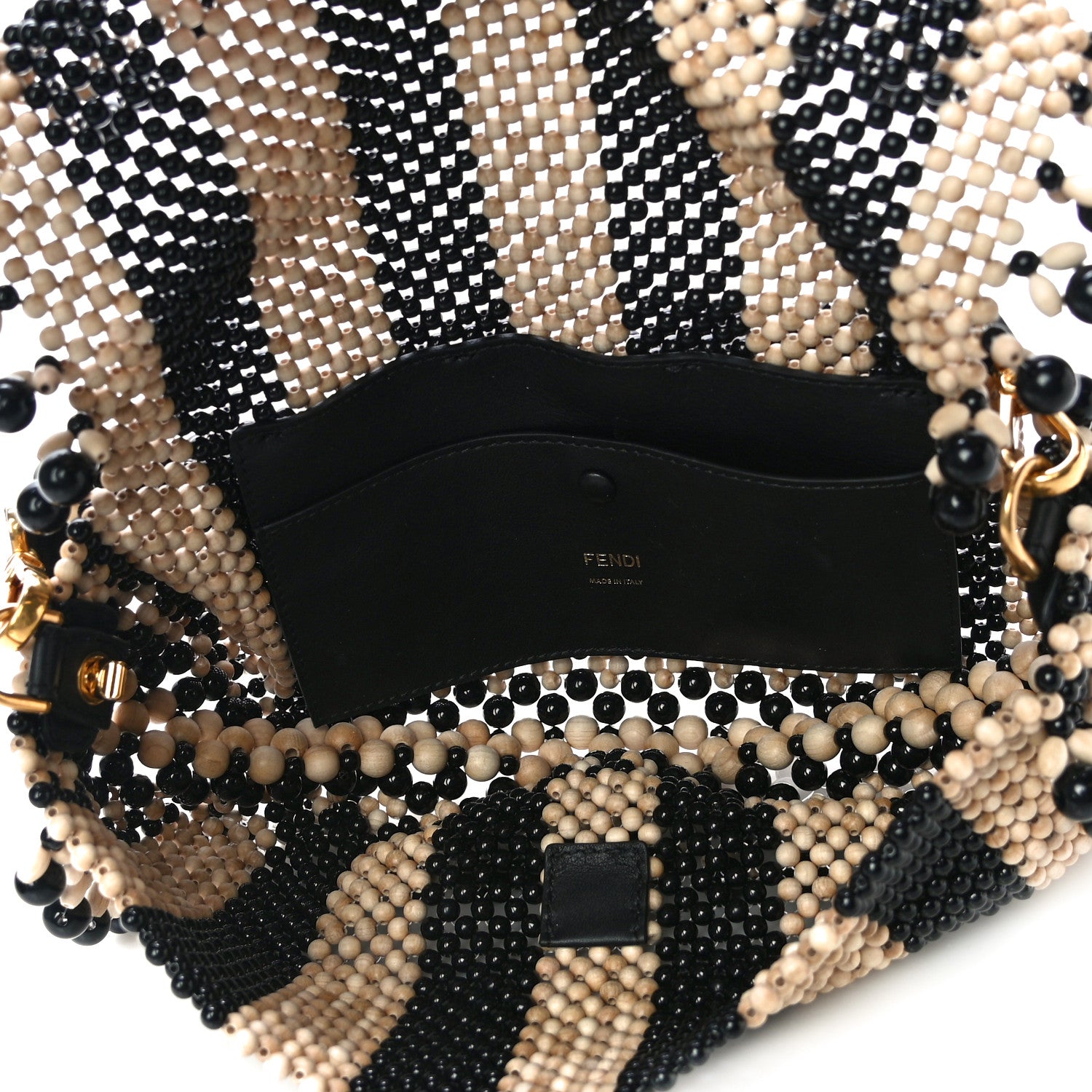 Fendi Acrylic Wood Beaded Baguette Natural 5 of 11
