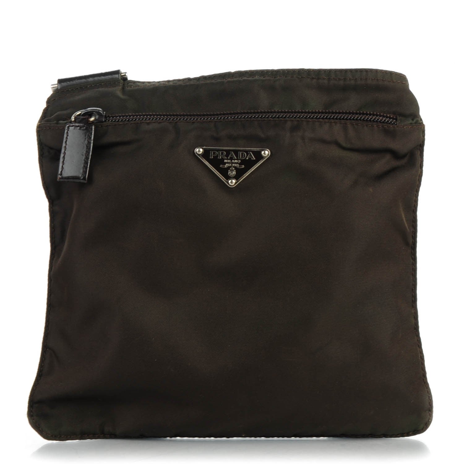Prada Nylon Vela Flat Messenger Bag Brown 1 of 7